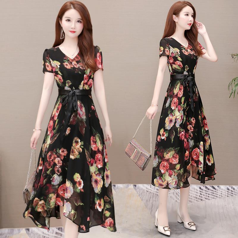 Noble Lady,Ladies Temperament Dress, Western Style Mother Women's Temperament, Mesh Chiffon Skirt