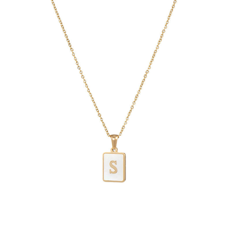 Titanium Steel English Square Letter Pendant