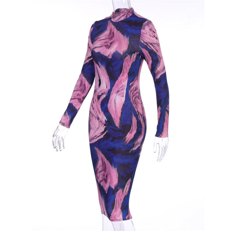 European And American Comfortable Casual Slim Long-sleeved Dress