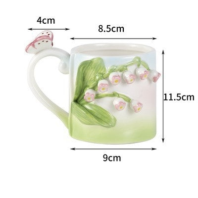 Premium Floral Hand Kneaded Ceramic Tulip Mug