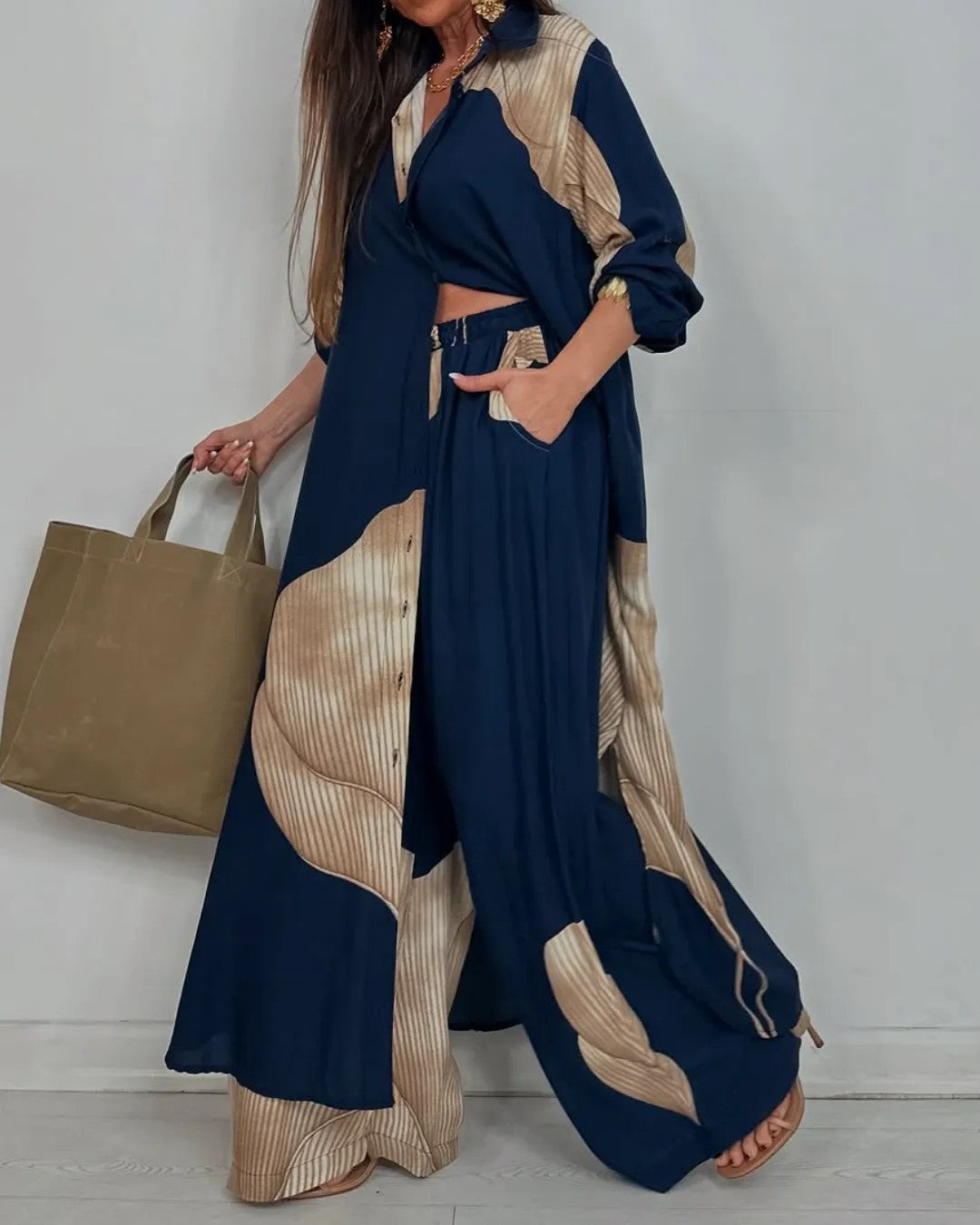 Women's Clothing Fashion Colorblock Loose Shirt