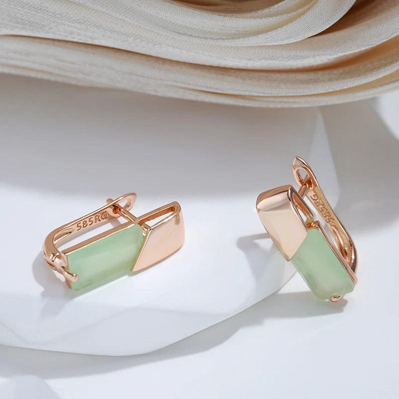 Unique Design All Green Natural Zircon Women's Pendant Earrings