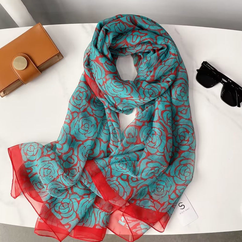 Fashionable Stylish Yourou Yarn Rose Scarf For Women