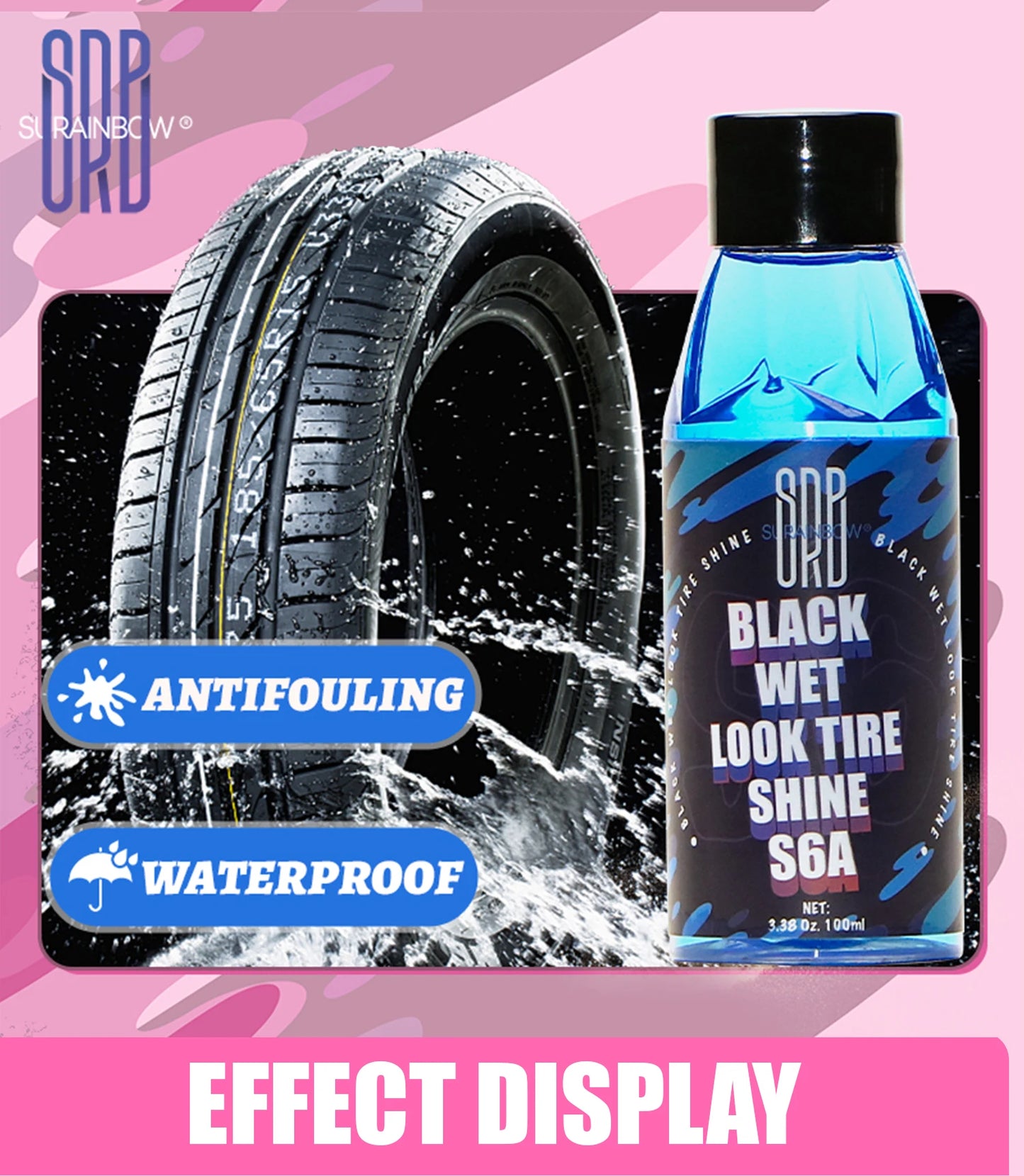 Black Wet Look Tire Shine Dressing,for a Whole New Level of Shine and Depth of Black,Safe for Cars,Trucks,Motorcycles,RVs & More