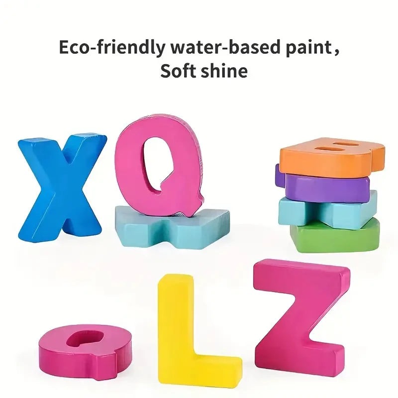 Colorful Alphabet Number Wooden Puzzles Montessori Toys Shape Matching Games for Preschool Children Early Education Kids Juguete