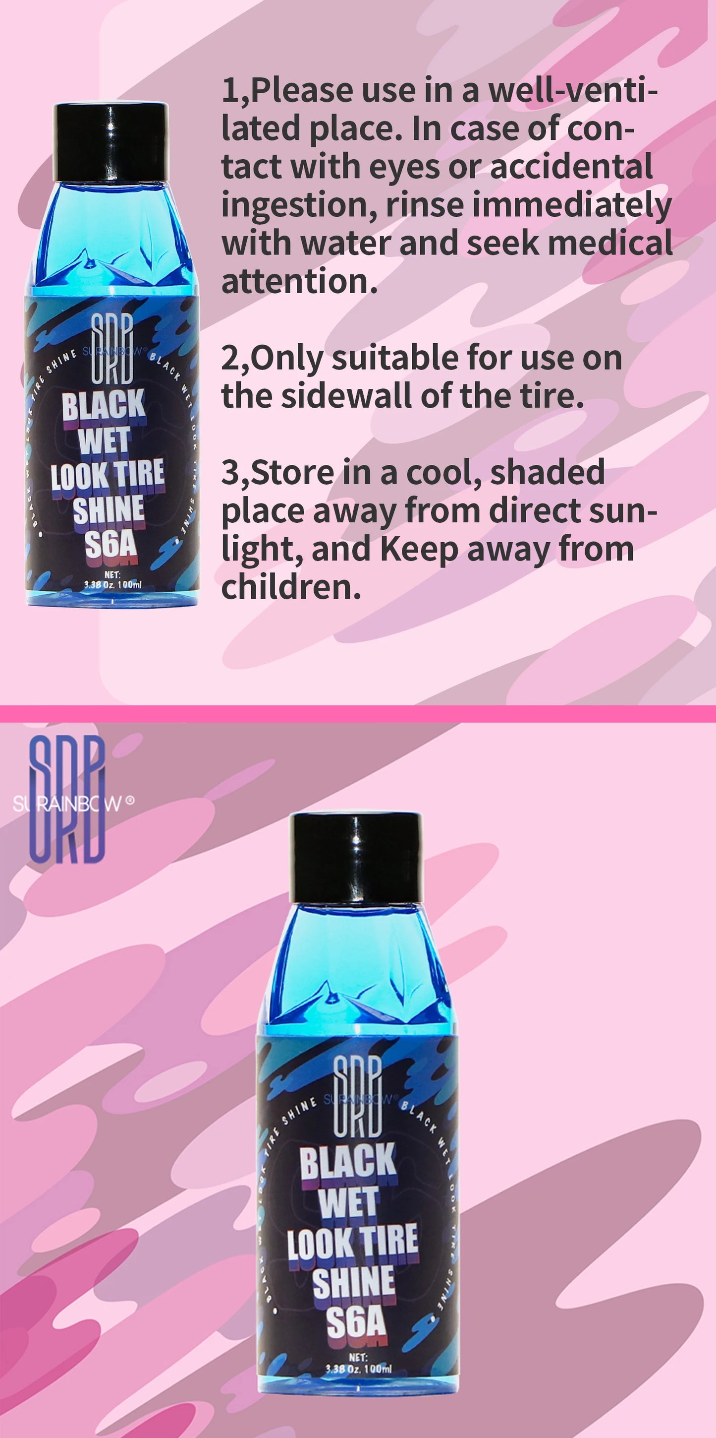Black Wet Look Tire Shine Dressing,for a Whole New Level of Shine and Depth of Black,Safe for Cars,Trucks,Motorcycles,RVs & More
