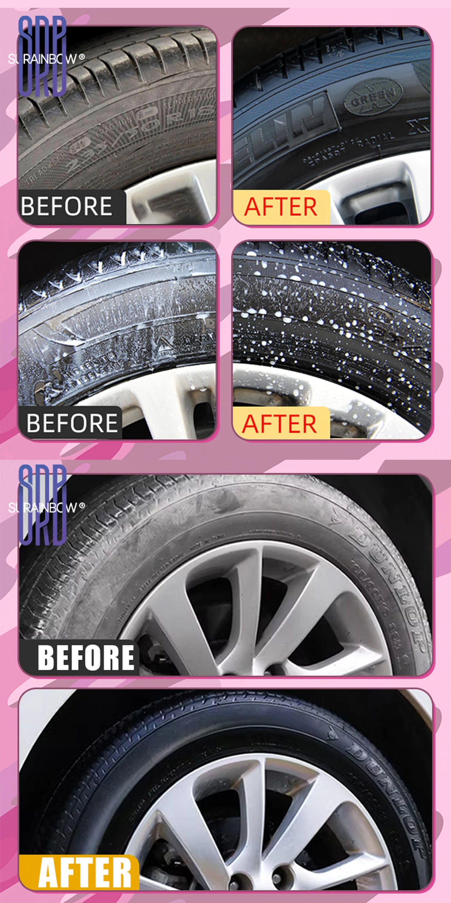 Black Wet Look Tire Shine Dressing,for a Whole New Level of Shine and Depth of Black,Safe for Cars,Trucks,Motorcycles,RVs & More