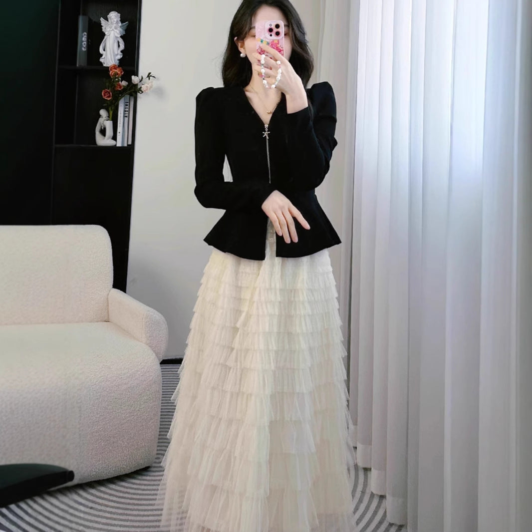 Elegant Wear High-grade Top Mesh Puffy Cake Dress