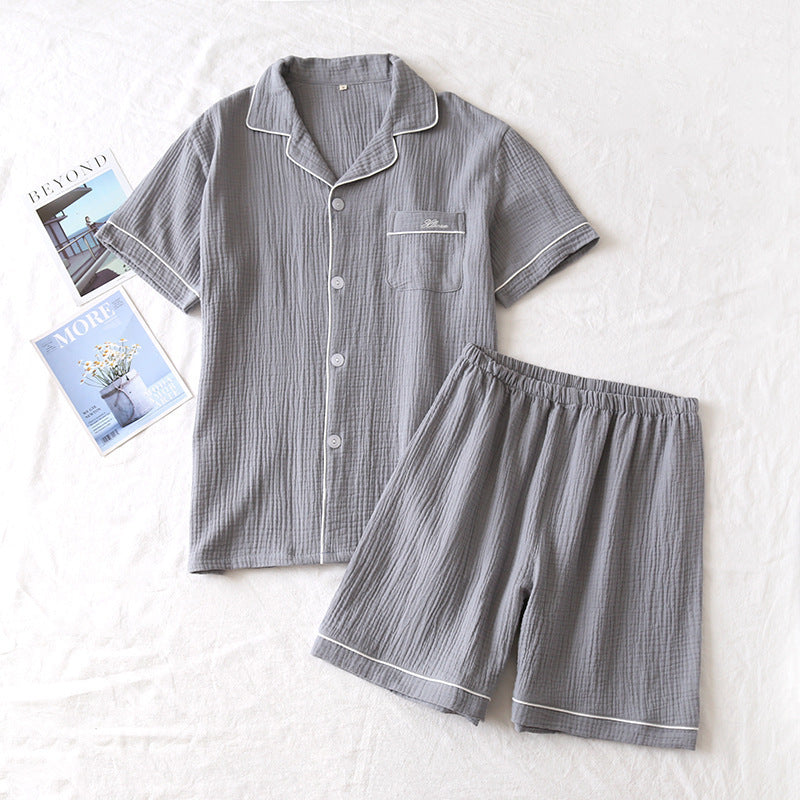 Crepe Short Sleeve Shorts Suit Washed Gauze