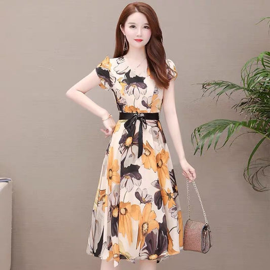 Noble Lady,Ladies Temperament Dress, Western Style Mother Women's Temperament, Mesh Chiffon Skirt