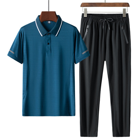 Men's Short-sleeved Suit Summer Leisure Sports Two-piece Suit