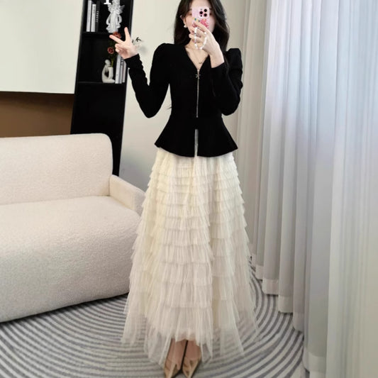 Elegant Wear High-grade Top Mesh Puffy Cake Dress