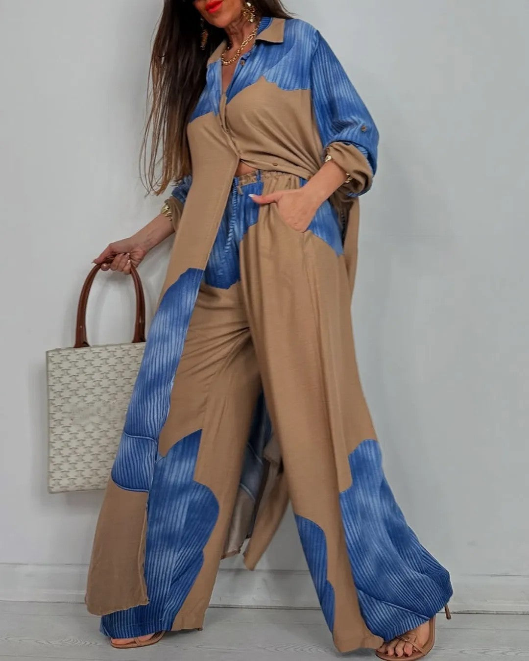 Women's Clothing Fashion Colorblock Loose Shirt