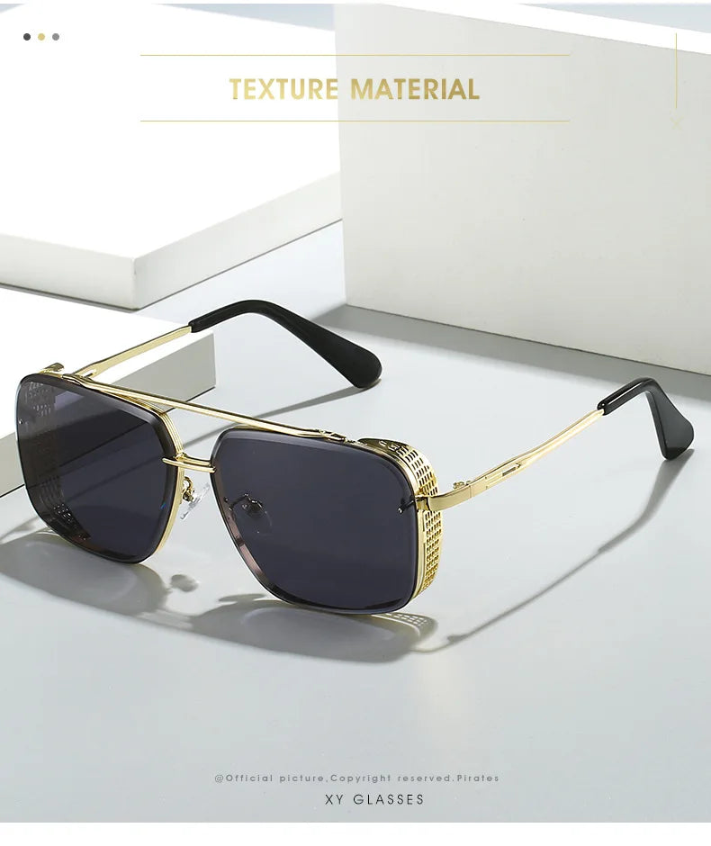 D&T 2023 New Fashion Rectangle Sunglasses Men Women Gradients Lens Metal Frame Hinge Luxury Quality Brand Designer Eyewear UV400