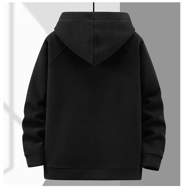 2024 Men's Hooded Shirt Long Sleeve Thickened Polar Fleece Zip-up Hoodies Warm Autumn Winter Jacket Male Big Size 12XL 10XL Plus
