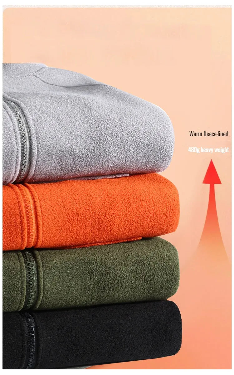 2024 Men's Hooded Shirt Long Sleeve Thickened Polar Fleece Zip-up Hoodies Warm Autumn Winter Jacket Male Big Size 12XL 10XL Plus