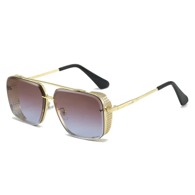 D&T 2023 New Fashion Rectangle Sunglasses Men Women Gradients Lens Metal Frame Hinge Luxury Quality Brand Designer Eyewear UV400