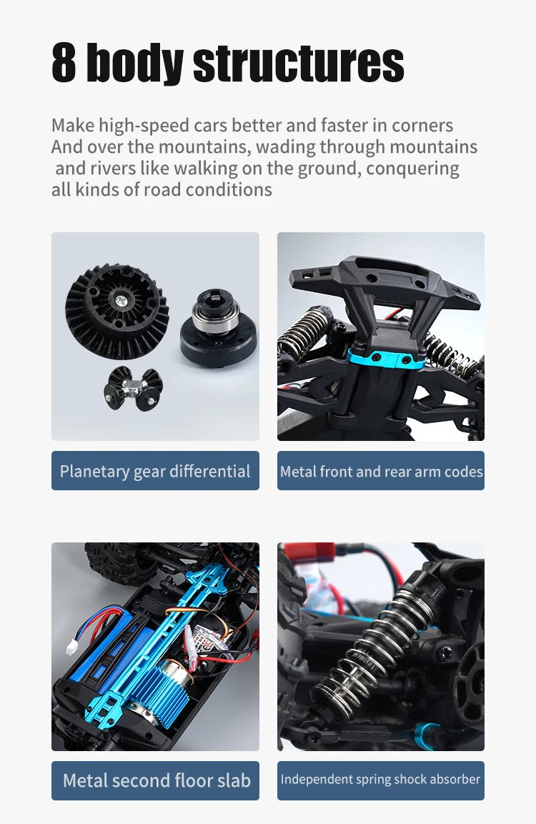 1:16 70km/h Brushless RC Car With LED Light 4WD Remote Control Cars High Speed Drift Monster Off Road Truck VS Wltoys 144001 Toy