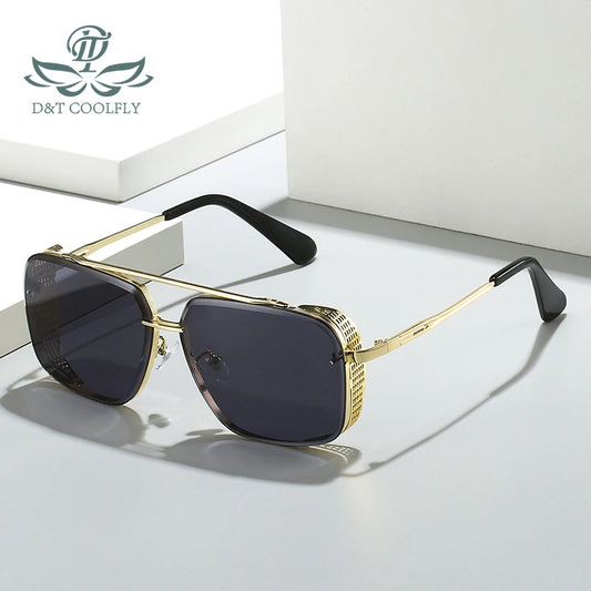 D&T 2023 New Fashion Rectangle Sunglasses Men Women Gradients Lens Metal Frame Hinge Luxury Quality Brand Designer Eyewear UV400