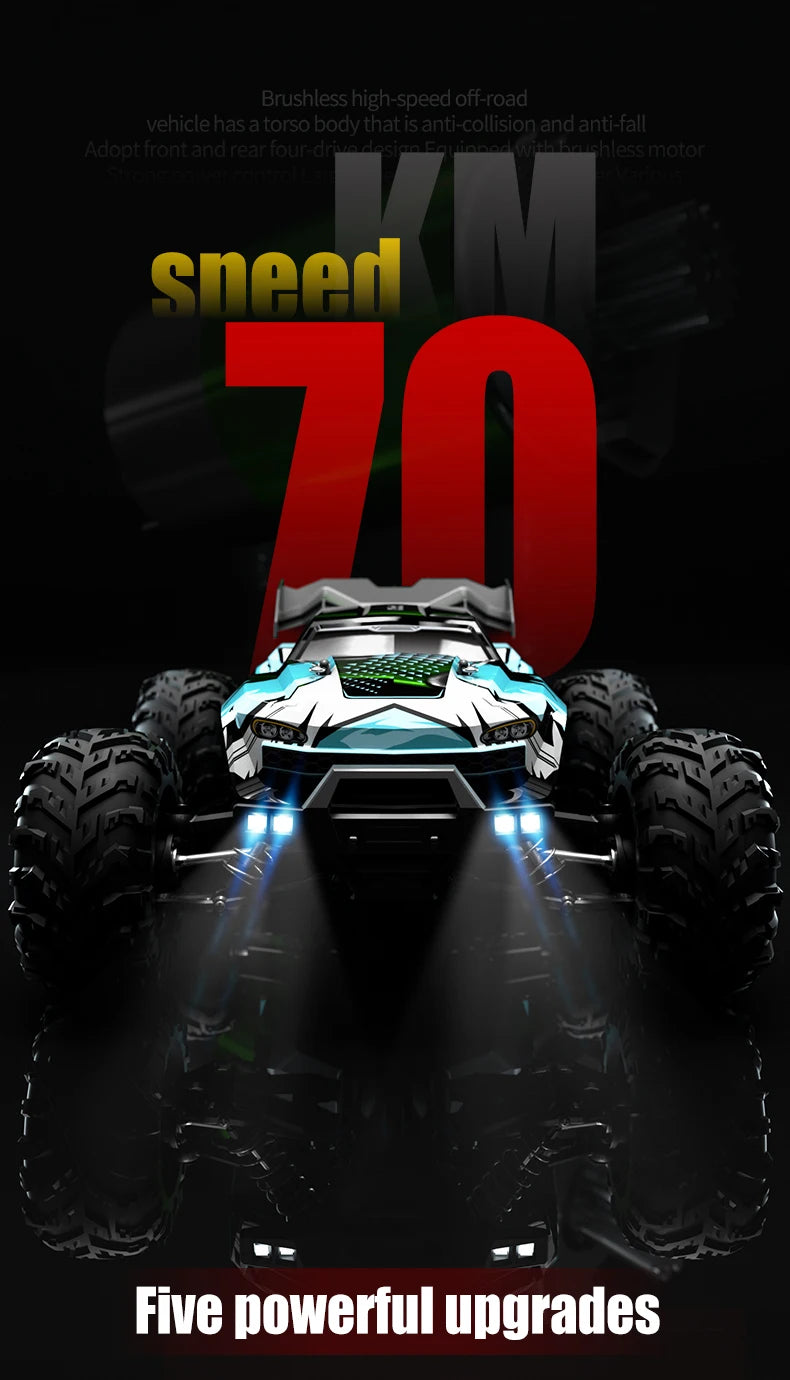1:16 70km/h Brushless RC Car With LED Light 4WD Remote Control Cars High Speed Drift Monster Off Road Truck VS Wltoys 144001 Toy