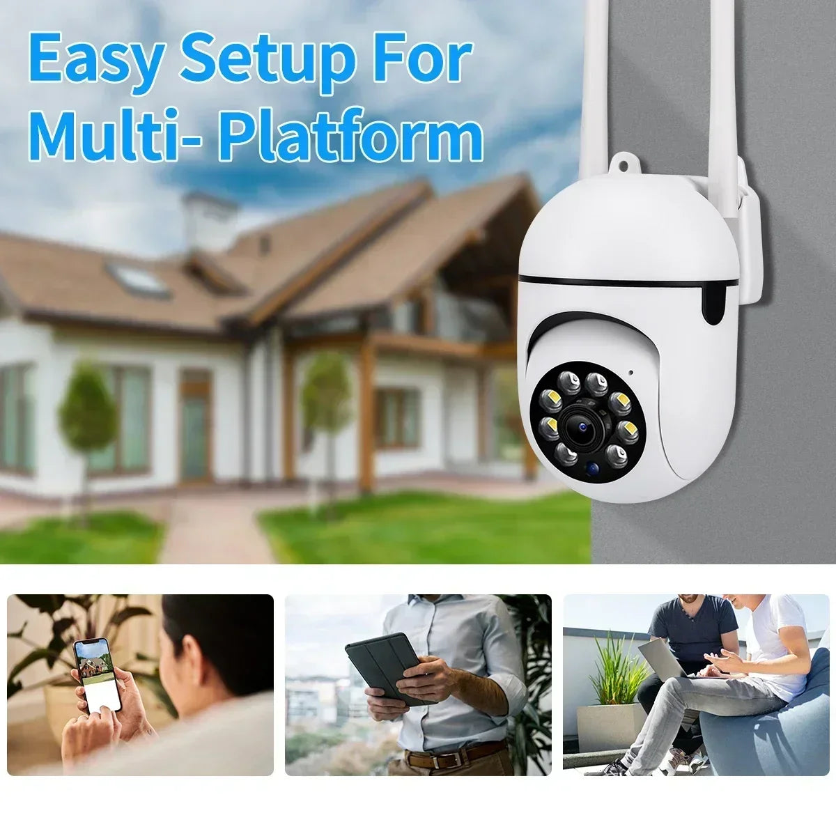 8MP Wifi IP Outdoor Wireless Security Surveillance PTZ Camera AI Human Tracking 4X Zoom Cameras Two-way Audio HD Night Color Cam