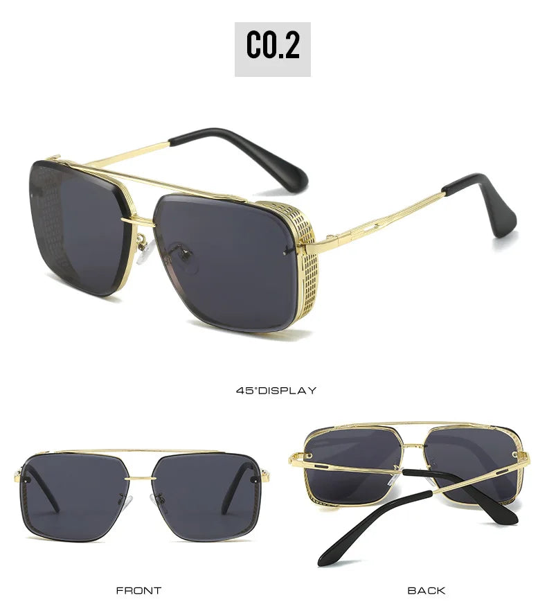 D&T 2023 New Fashion Rectangle Sunglasses Men Women Gradients Lens Metal Frame Hinge Luxury Quality Brand Designer Eyewear UV400