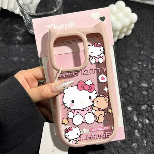 Sanrio Ins Hello Kitty Phone Case For Iphone 15 14 13 11 12 Pro Max Plus X XR XS 7 8 Plus SE Y2k Clear Silicone Anti-fall Shell