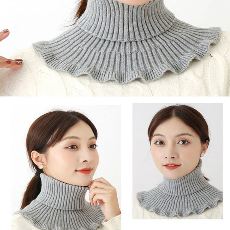Warm Knitted Fake Collar Woolen Women Turtleneck Knitted False Fake Collar Detachable Neck Scarf Thicken Windproof Fake Collars