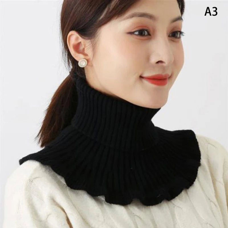 Warm Knitted Fake Collar Woolen Women Turtleneck Knitted False Fake Collar Detachable Neck Scarf Thicken Windproof Fake Collars