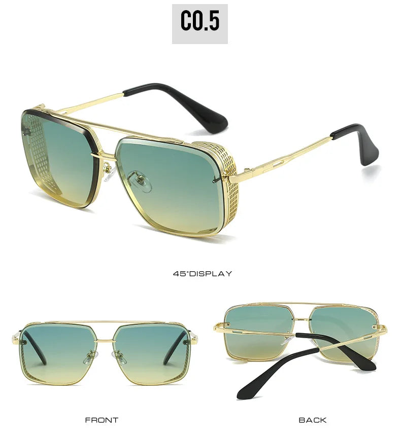 D&T 2023 New Fashion Rectangle Sunglasses Men Women Gradients Lens Metal Frame Hinge Luxury Quality Brand Designer Eyewear UV400