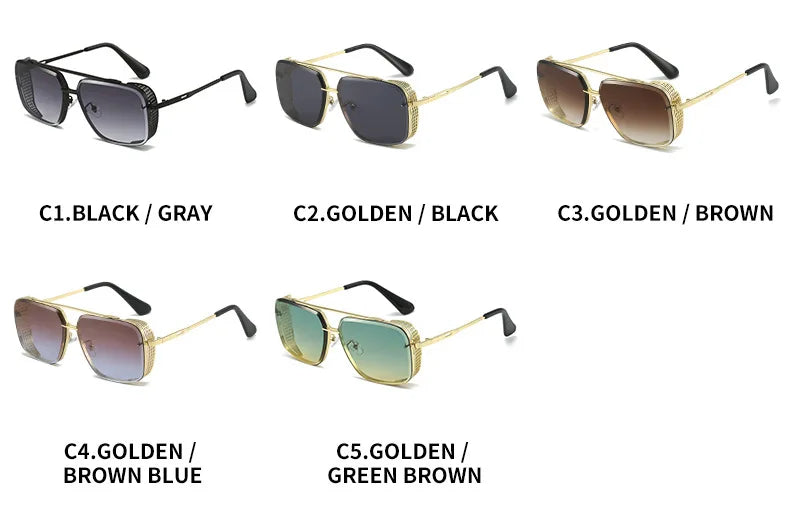 D&T 2023 New Fashion Rectangle Sunglasses Men Women Gradients Lens Metal Frame Hinge Luxury Quality Brand Designer Eyewear UV400