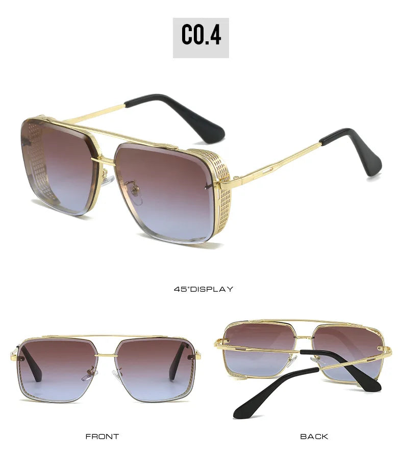 D&T 2023 New Fashion Rectangle Sunglasses Men Women Gradients Lens Metal Frame Hinge Luxury Quality Brand Designer Eyewear UV400