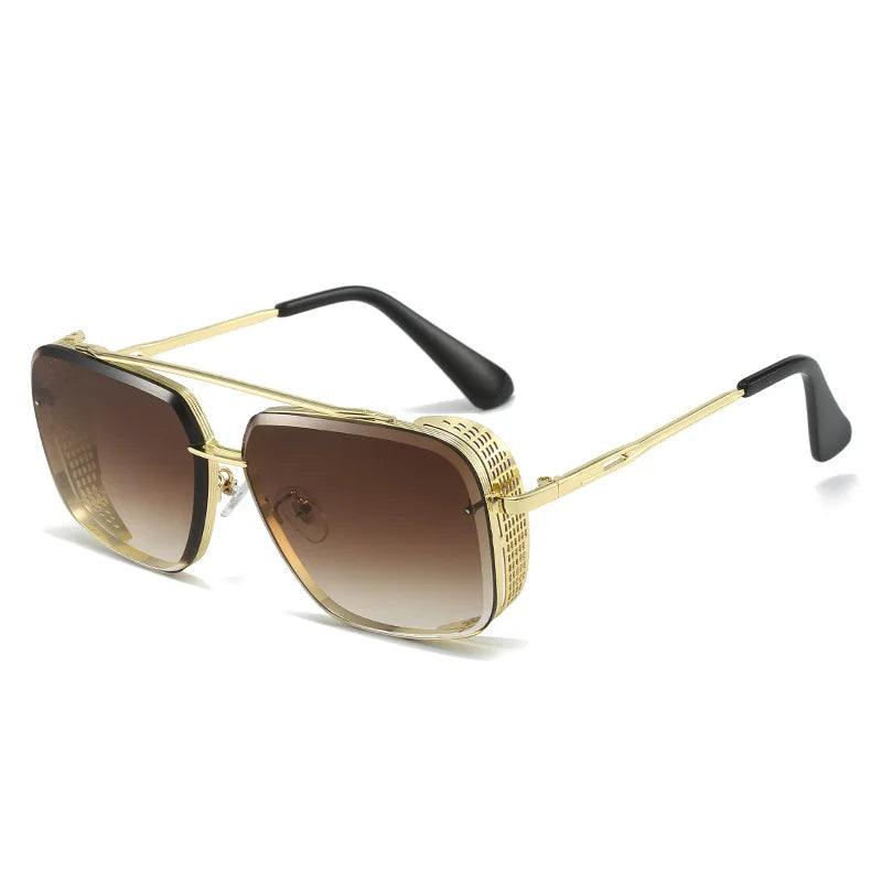 D&T 2023 New Fashion Rectangle Sunglasses Men Women Gradients Lens Metal Frame Hinge Luxury Quality Brand Designer Eyewear UV400