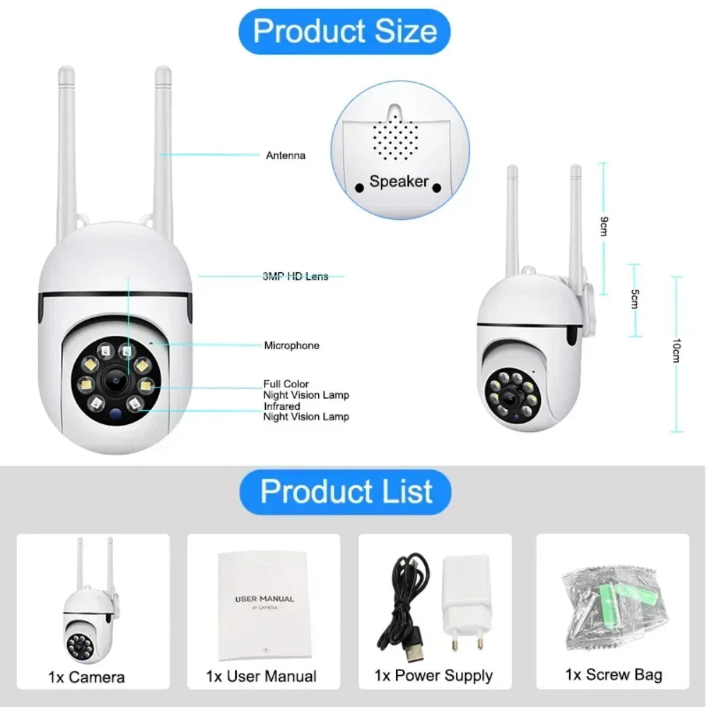 8MP Wifi IP Outdoor Wireless Security Surveillance PTZ Camera AI Human Tracking 4X Zoom Cameras Two-way Audio HD Night Color Cam
