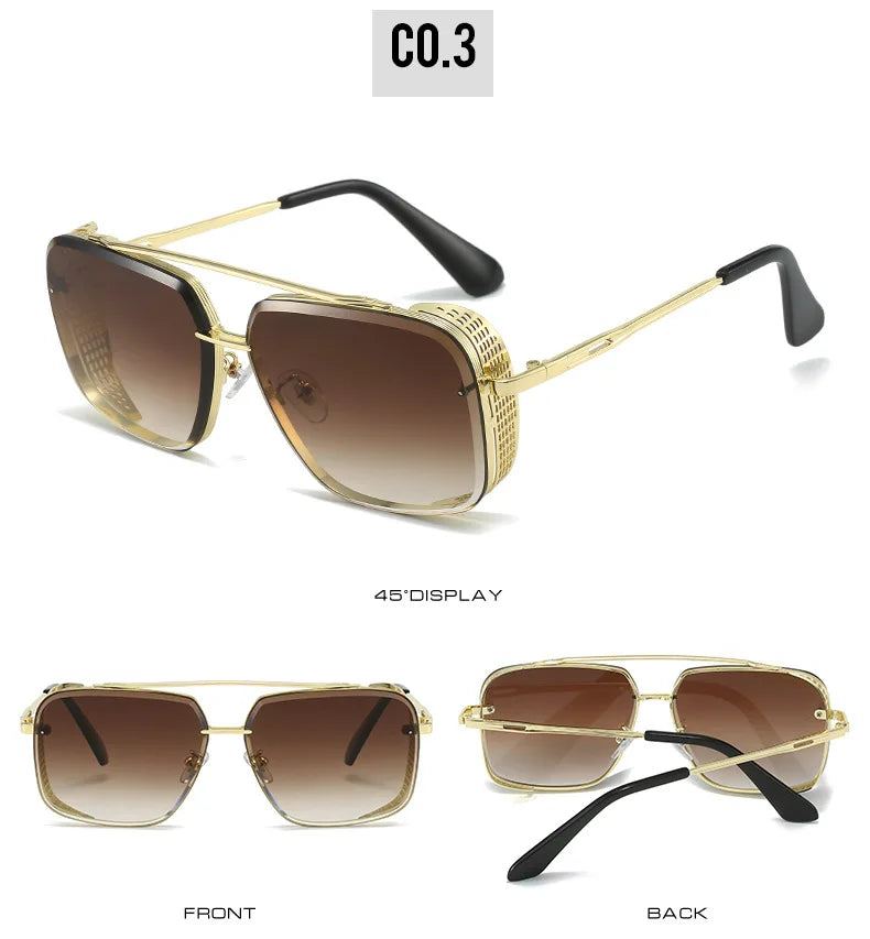 D&T 2023 New Fashion Rectangle Sunglasses Men Women Gradients Lens Metal Frame Hinge Luxury Quality Brand Designer Eyewear UV400