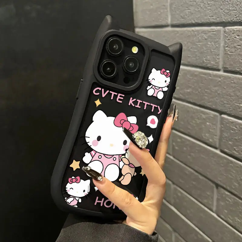 Sanrio Ins Hello Kitty Phone Case For Iphone 15 14 13 11 12 Pro Max Plus X XR XS 7 8 Plus SE Y2k Clear Silicone Anti-fall Shell