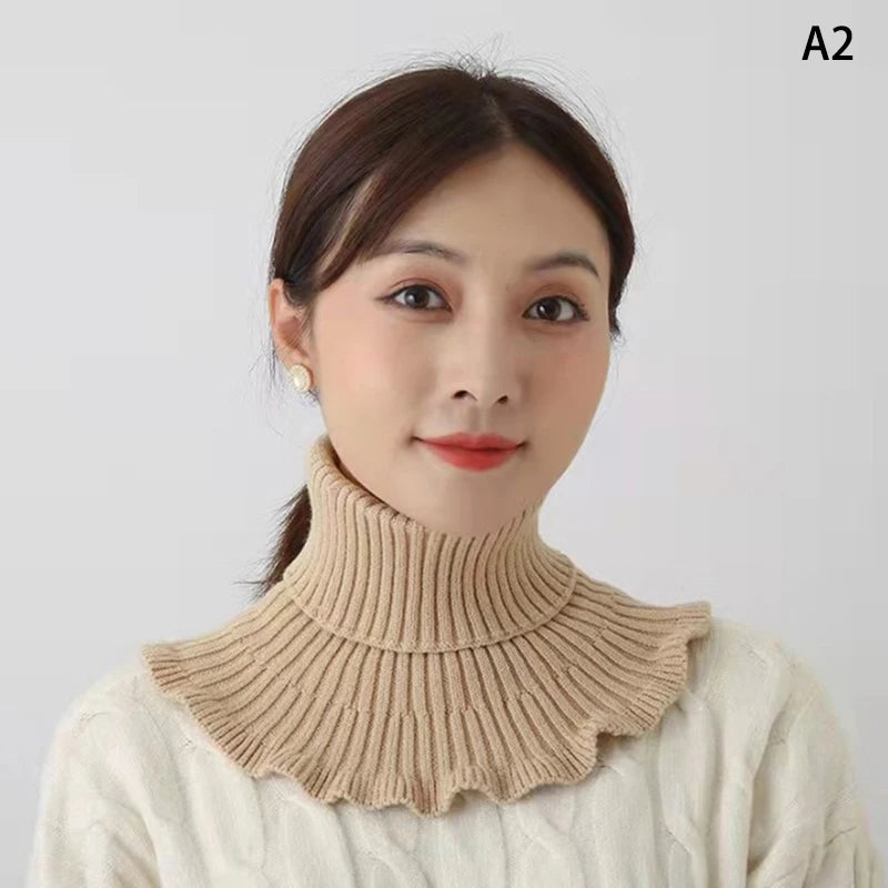 Warm Knitted Fake Collar Woolen Women Turtleneck Knitted False Fake Collar Detachable Neck Scarf Thicken Windproof Fake Collars