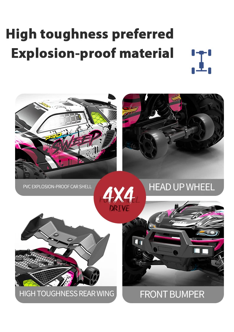 1:16 70km/h Brushless RC Car With LED Light 4WD Remote Control Cars High Speed Drift Monster Off Road Truck VS Wltoys 144001 Toy