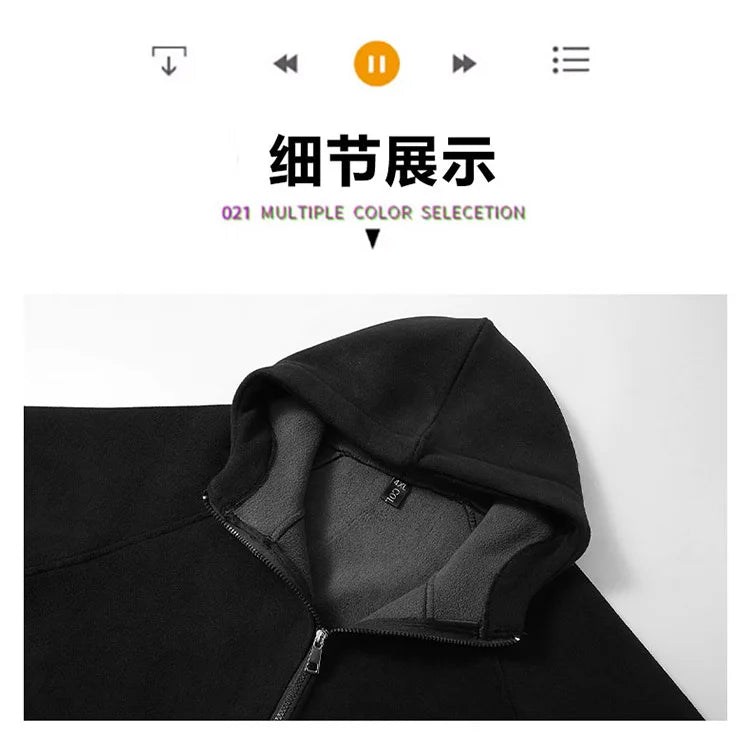2024 Men's Hooded Shirt Long Sleeve Thickened Polar Fleece Zip-up Hoodies Warm Autumn Winter Jacket Male Big Size 12XL 10XL Plus