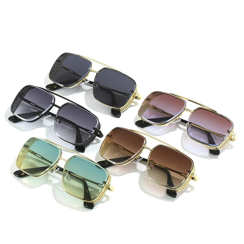 D&T 2023 New Fashion Rectangle Sunglasses Men Women Gradients Lens Metal Frame Hinge Luxury Quality Brand Designer Eyewear UV400