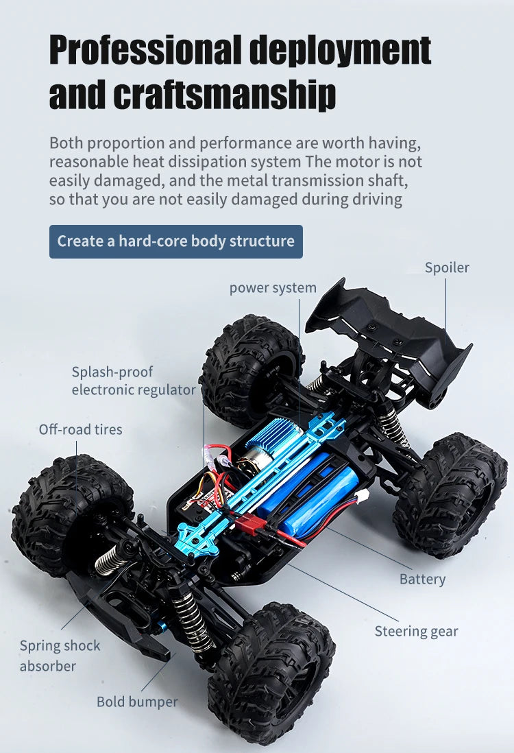 1:16 70km/h Brushless RC Car With LED Light 4WD Remote Control Cars High Speed Drift Monster Off Road Truck VS Wltoys 144001 Toy