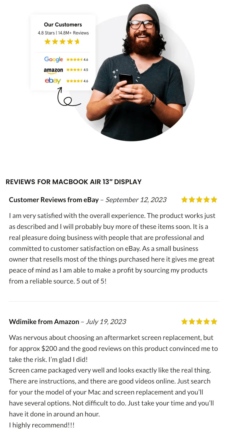 （ SEVEN PUPPY ）LCD Screen Replacement For MacBook Air 13.3” A1932 A2179 A2337 2018 2019 2020 Year Full Display Assembly Complete