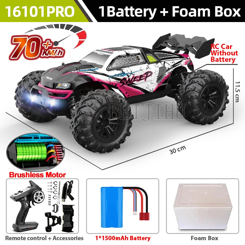 1:16 70km/h Brushless RC Car With LED Light 4WD Remote Control Cars High Speed Drift Monster Off Road Truck VS Wltoys 144001 Toy