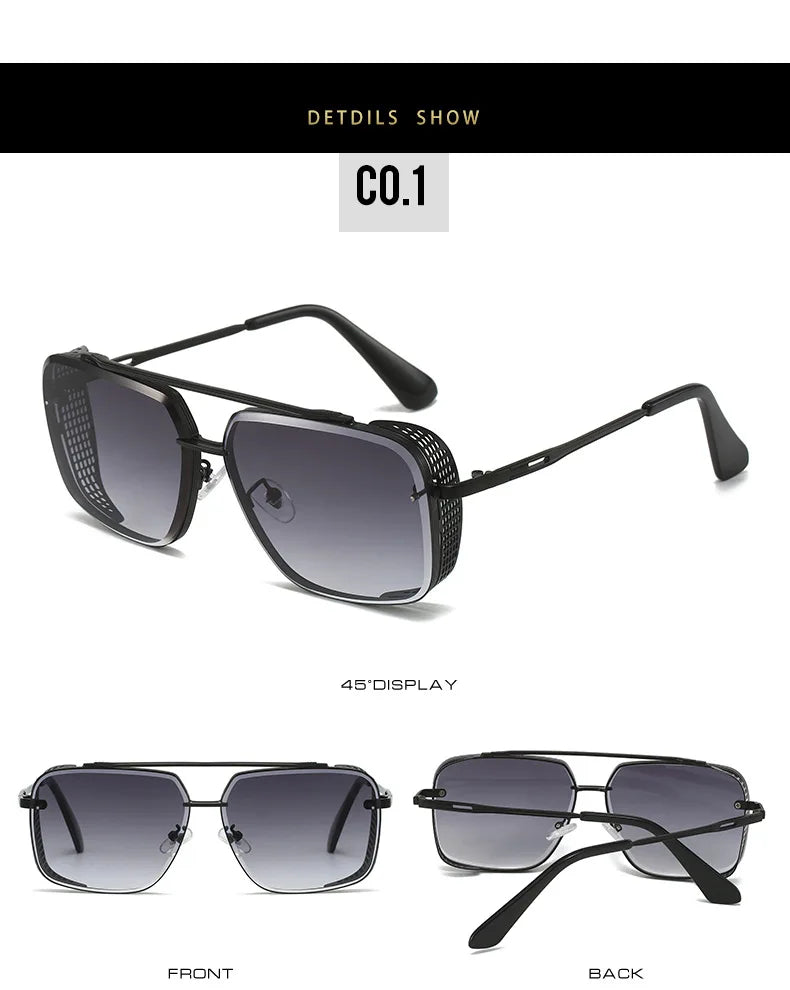 D&T 2023 New Fashion Rectangle Sunglasses Men Women Gradients Lens Metal Frame Hinge Luxury Quality Brand Designer Eyewear UV400