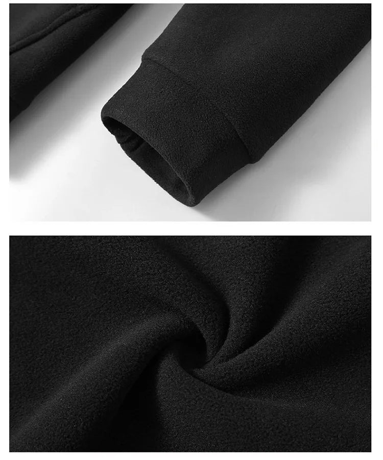 2024 Men's Hooded Shirt Long Sleeve Thickened Polar Fleece Zip-up Hoodies Warm Autumn Winter Jacket Male Big Size 12XL 10XL Plus
