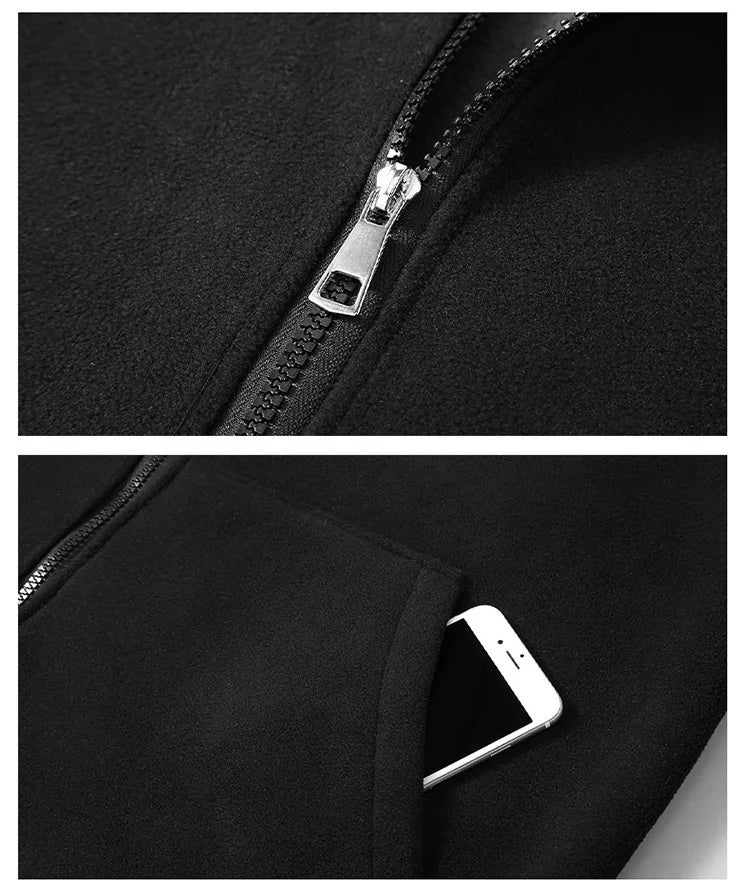 2024 Men's Hooded Shirt Long Sleeve Thickened Polar Fleece Zip-up Hoodies Warm Autumn Winter Jacket Male Big Size 12XL 10XL Plus